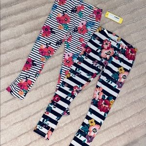 Set of Striped floral leggings